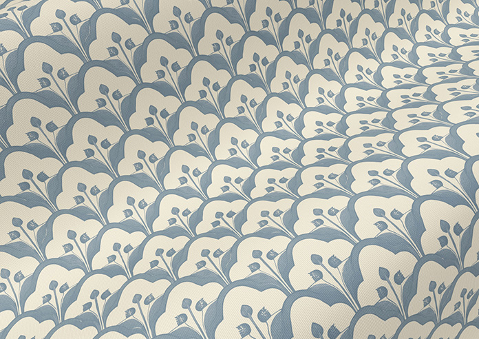 Trellis Prints, Scallop and Bud Raffs Blue - Twist&Fit Roller Blind - Image 4